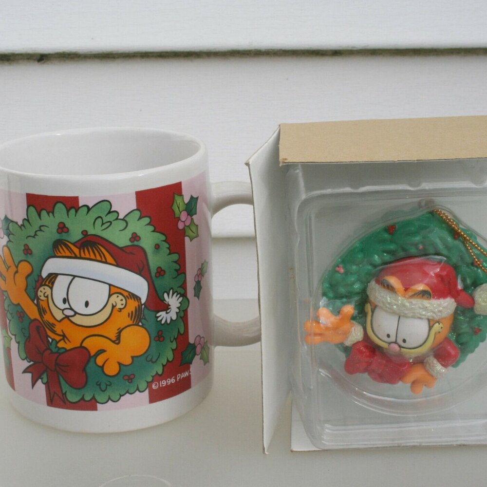 Garfield Mug with Christmas Ornament NIB LOT 3